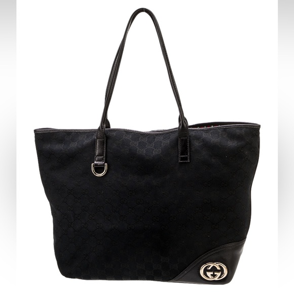 Gucci GG Monogram Canvas Leather Purse Tote Shoulder Bag - Picture 5 of 10